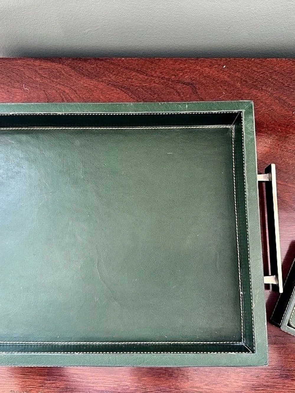 BlairHaus leather serving tray & coaster set